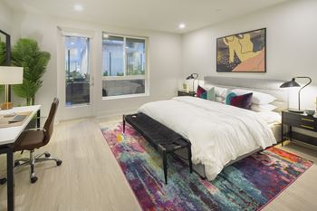 Bedroom With Workspace at The Q Topanga, Woodland Hills, CA